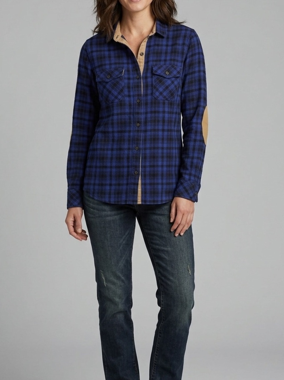 Women Roots Royal blue/Black Checkered With Elbow Patches